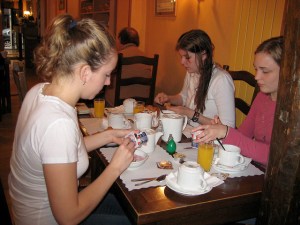 students eating
